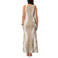 Hawaii Aloha Plumeria Lei Beige Palaka Family Matching Tank Maxi Dress and Hawaiian Shirt LT7 - Polynesian Pride