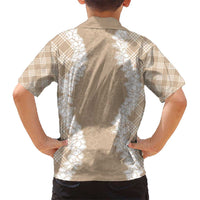 Hawaii Aloha Plumeria Lei Beige Palaka Kid Hawaiian Shirt - Polynesian Pride