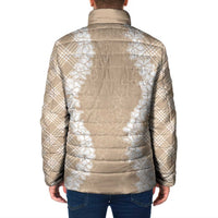 Hawaii Aloha Plumeria Lei Beige Palaka Padded Jacket - Polynesian Pride