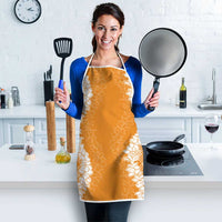 Hawaii Aloha Plumeria Lei Orange Palaka Apron - Polynesian Pride