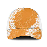 Hawaii Aloha Plumeria Lei Orange Palaka Mesh Trucker Cap - Polynesian Pride