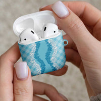 Hawaii Aloha Plumeria Lei Turquoise Palaka AirPods Case - Polynesian Pride