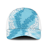 Hawaii Aloha Plumeria Lei Turquoise Palaka Baseball Net Cap - Polynesian Pride