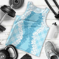 Hawaii Aloha Plumeria Lei Turquoise Palaka Men Tank Top - Polynesian Pride