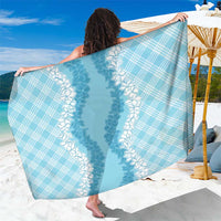 Hawaii Aloha Plumeria Lei Turquoise Palaka Sarong - Polynesian Pride