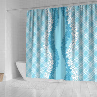 Hawaii Aloha Plumeria Lei Turquoise Palaka Shower Curtain - Polynesian Pride