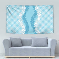 Hawaii Aloha Plumeria Lei Turquoise Palaka Tapestry - Polynesian Pride
