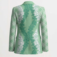 Hawaii Aloha Plumeria Lei Mint Palaka Blazer - Polynesian Pride