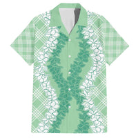 Hawaii Aloha Plumeria Lei Mint Palaka Family Matching Long Sleeve Bodycon Dress and Hawaiian Shirt LT7 Dad's Shirt - Short Sleeve Mint - Polynesian Pride
