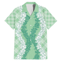 Hawaii Aloha Plumeria Lei Mint Palaka Family Matching Mermaid Dress and Hawaiian Shirt LT7 Dad's Shirt - Short Sleeve Mint - Polynesian Pride