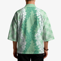 Hawaii Aloha Plumeria Lei Mint Palaka Kimono - Polynesian Pride