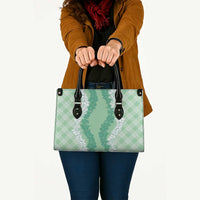 Hawaii Aloha Plumeria Lei Mint Palaka Leather Bag - Polynesian Pride