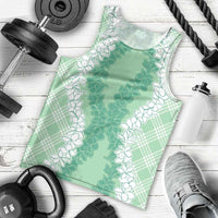 Hawaii Aloha Plumeria Lei Mint Palaka Men Tank Top - Polynesian Pride