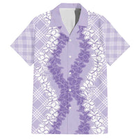 Hawaii Aloha Plumeria Lei Lavender Palaka Family Matching Long Sleeve Bodycon Dress and Hawaiian Shirt LT7 Dad's Shirt - Short Sleeve Lavender - Polynesian Pride