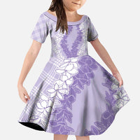 Hawaii Aloha Plumeria Lei Lavender Palaka Family Matching Mermaid Dress and Hawaiian Shirt LT7 Daughter's Dress Lavender - Polynesian Pride
