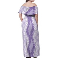 Hawaii Aloha Plumeria Lei Lavender Palaka Family Matching Off Shoulder Maxi Dress and Hawaiian Shirt LT7 - Polynesian Pride