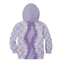 Hawaii Aloha Plumeria Lei Lavender Palaka Kid Hoodie - Polynesian Pride