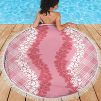 Hawaii Aloha Plumeria Lei Pink Palaka Beach Blanket - Polynesian Pride
