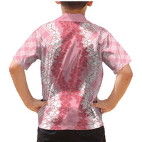 Hawaii Aloha Plumeria Lei Pink Palaka Family Matching Mermaid Dress and Hawaiian Shirt LT7 - Polynesian Pride