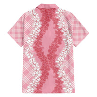 Hawaii Aloha Plumeria Lei Pink Palaka Family Matching Short Sleeve Bodycon Dress and Hawaiian Shirt LT7 - Polynesian Pride