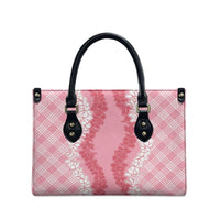 Hawaii Aloha Plumeria Lei Pink Palaka Leather Bag - Polynesian Pride