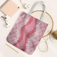 Hawaii Aloha Plumeria Lei Pink Palaka Tote Bag - Polynesian Pride