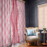 Hawaii Aloha Plumeria Lei Pink Palaka Window Curtain - Polynesian Pride
