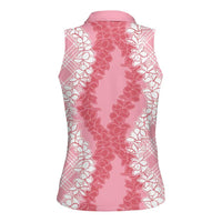 Hawaii Aloha Plumeria Lei Pink Palaka Women Sleeveless Polo Shirt LT7 - Polynesian Pride