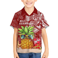 Mele Kalikimaka Hawaii Christmas Family Matching Puletasi Dress and Hawaiian Shirt Pineapple Party LT7 Son's Shirt Red - Polynesian Pride