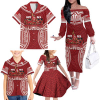 Personalized Mate Maa Tonga Rugby Family Matching Off The Shoulder Long Sleeve Dress and Hawaiian Shirt Ofa Atu Tonga LT7 - Polynesian Pride
