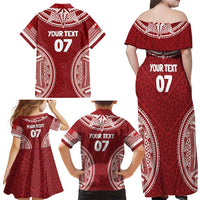 Personalized Mate Maa Tonga Rugby Family Matching Off Shoulder Maxi Dress and Hawaiian Shirt Ofa Atu Tonga LT7 - Polynesian Pride