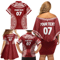 Personalized Mate Maa Tonga Rugby Family Matching Off Shoulder Short Dress and Hawaiian Shirt Ofa Atu Tonga LT7 - Polynesian Pride