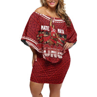 Personalized Mate Maa Tonga Rugby Family Matching Off Shoulder Short Dress and Hawaiian Shirt Ofa Atu Tonga LT7 Mom's Dress Red - Polynesian Pride