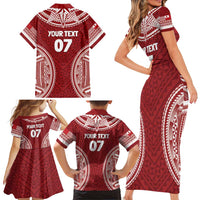 Personalized Mate Maa Tonga Rugby Family Matching Short Sleeve Bodycon Dress and Hawaiian Shirt Ofa Atu Tonga LT7 - Polynesian Pride