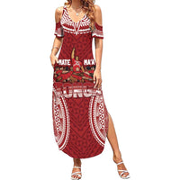 Personalized Mate Maa Tonga Rugby Family Matching Summer Maxi Dress and Hawaiian Shirt Ofa Atu Tonga LT7 Mom's Dress Red - Polynesian Pride