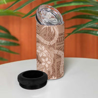 Hawaii Plumeria 4 in 1 Can Cooler Tumbler Hau'oli la Makuahine Beige LT7 - Polynesian Pride