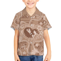 Hawaii Plumeria Family Matching Summer Maxi Dress and Hawaiian Shirt Hau'oli la Makuahine Beige LT7 Son's Shirt Beige - Polynesian Pride