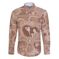Hawaii Plumeria Family Matching Tank Maxi Dress and Hawaiian Shirt Hau'oli la Makuahine Beige LT7 Dad's Shirt - Long Sleeve Beige - Polynesian Pride