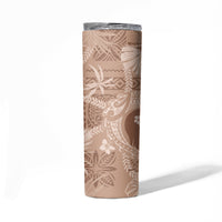 Hawaii Plumeria Skinny Tumbler Hau'oli la Makuahine Beige LT7 - Polynesian Pride