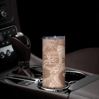 Hawaii Plumeria Skinny Tumbler Hau'oli la Makuahine Beige LT7 - Polynesian Pride