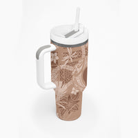 Hawaii Plumeria Tumbler With Handle Hau'oli la Makuahine Beige