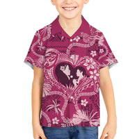 Hawaii Plumeria Kid Hawaiian Shirt Hau'oli la Makuahine Rosy LT7 Kid Pink - Polynesian Pride