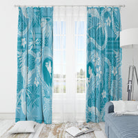 Hawaii Plumeria Window Curtain Hau'oli la Makuahine Turquoise LT7 - Polynesian Pride