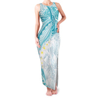 Polynesia Humpback Whale Family Matching Tank Maxi Dress and Hawaiian Shirt Tropical Plumeria Turquoise LT7 Mom's Dress Turquoise - Polynesian Pride