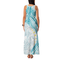 Polynesia Humpback Whale Family Matching Tank Maxi Dress and Hawaiian Shirt Tropical Plumeria Turquoise LT7 - Polynesian Pride