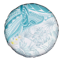 Polynesia Humpback Whale Spare Tire Cover Tropical Plumeria Turquoise