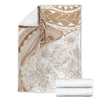 Polynesia Humpback Whale Blanket Tropical Plumeria Beige