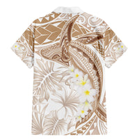 Polynesia Humpback Whale Family Matching Mermaid Dress and Hawaiian Shirt Tropical Plumeria Beige LT7 - Polynesian Pride