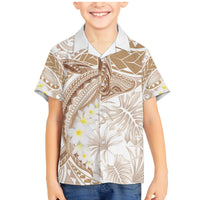 Polynesia Humpback Whale Family Matching Mermaid Dress and Hawaiian Shirt Tropical Plumeria Beige LT7 Son's Shirt Beige - Polynesian Pride