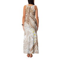 Polynesia Humpback Whale Family Matching Tank Maxi Dress and Hawaiian Shirt Tropical Plumeria Beige LT7 - Polynesian Pride